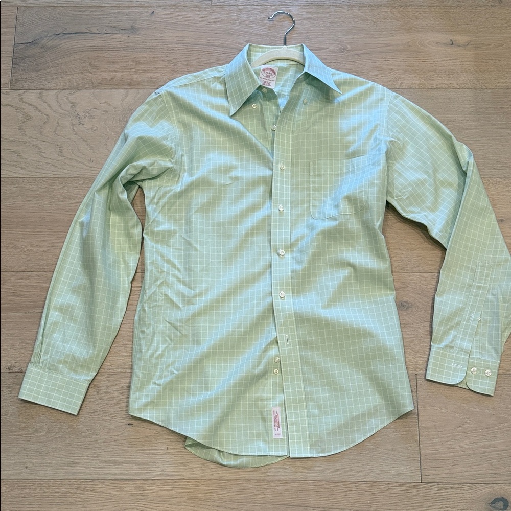 Brooks Brothers Light Green Checkered Original Polo Shirt-Regular Fit